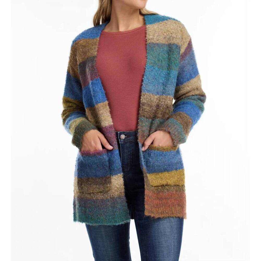NEW FDJ boucle space dye cardigan in teal